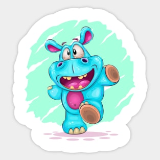 Cheerful cartoon hippo Sticker